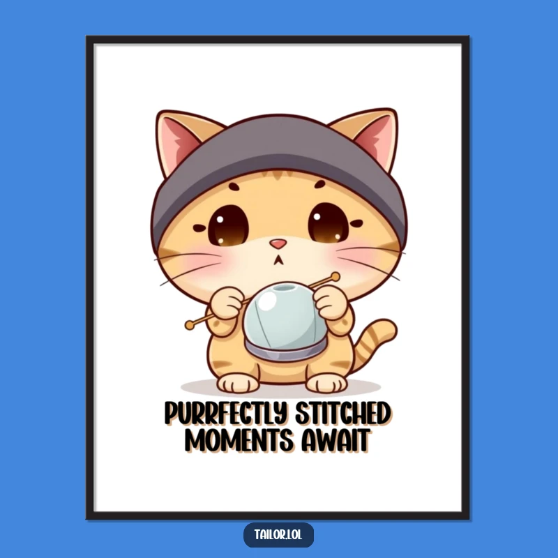 Funny Free Printable Wall Art: Surprised Cat Needle Humor Downloadable Decor