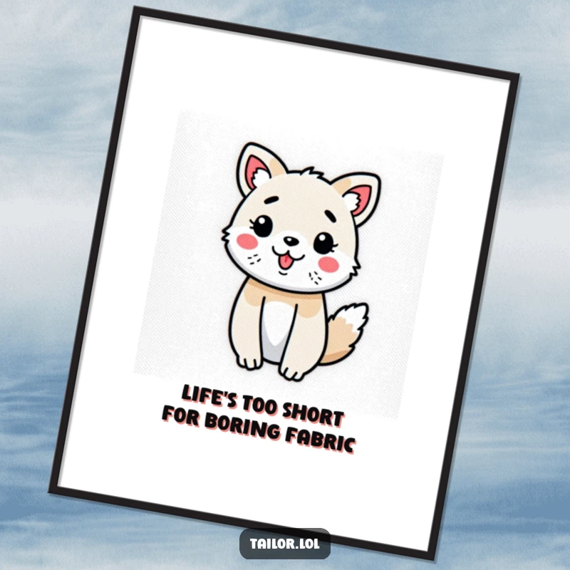 Funny Free Printable Wall Art: A cute animal character joyfully decorates a fabric swatch with vibrant colors and artistic flair.