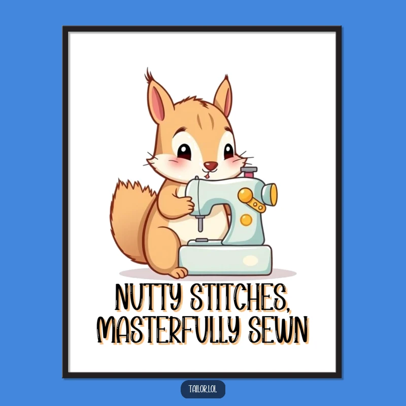 Free Printable Wall Art: Humorous Squirrel Sewing Decor, Quirky Downloadable Art Gift