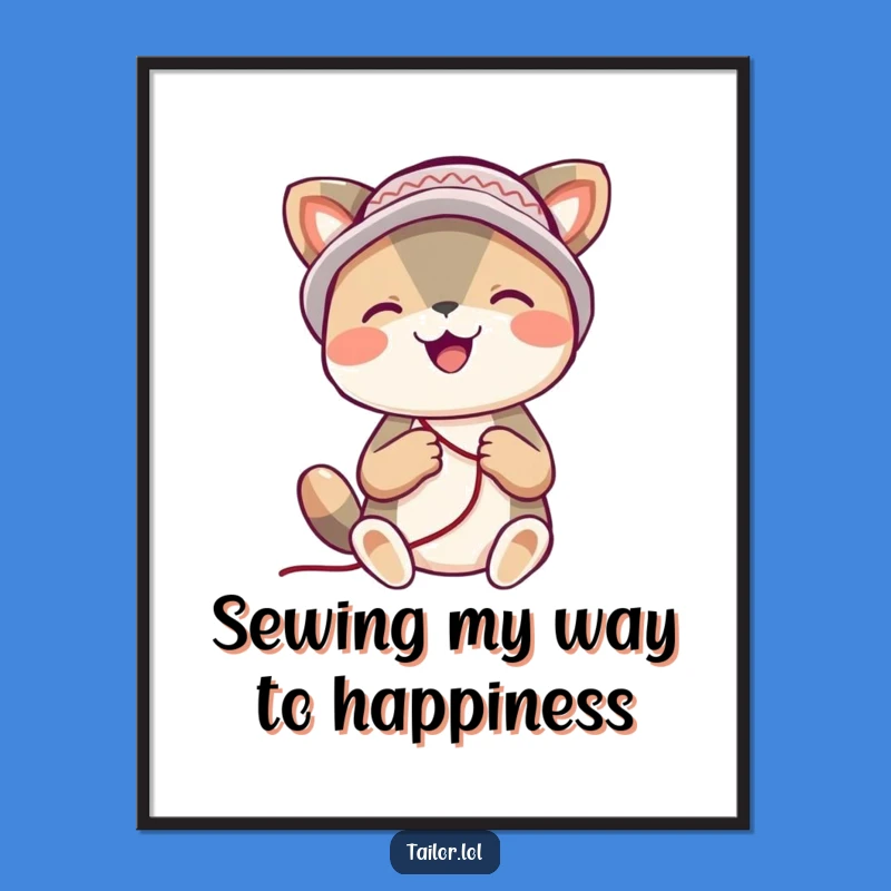 Free Printable Wall Art: Joyful Stitcher, Thimble Hat, Funny Downloadable Art