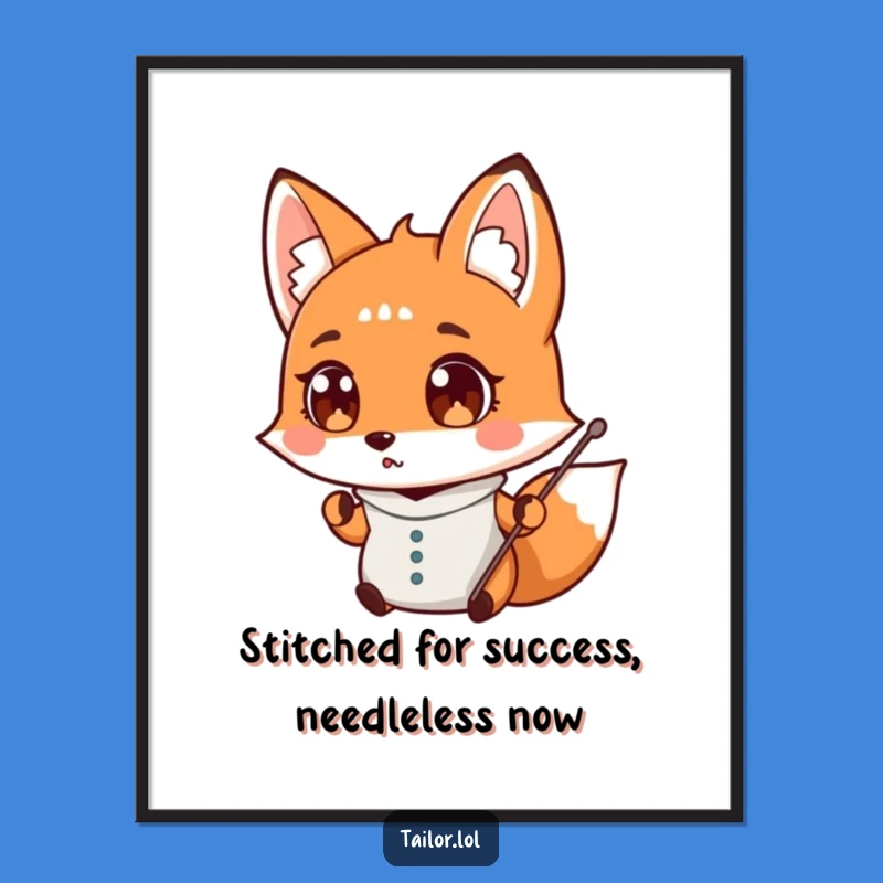 Free Printable Wall Art: Surprised Fox Tailor - Funny Downloadable Gift