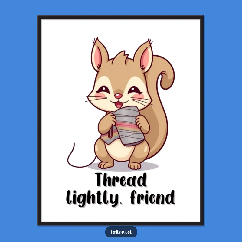 Thread Bandit Free Printable Wall Art: Funny Kawaii Squirrel Decor Downloadable