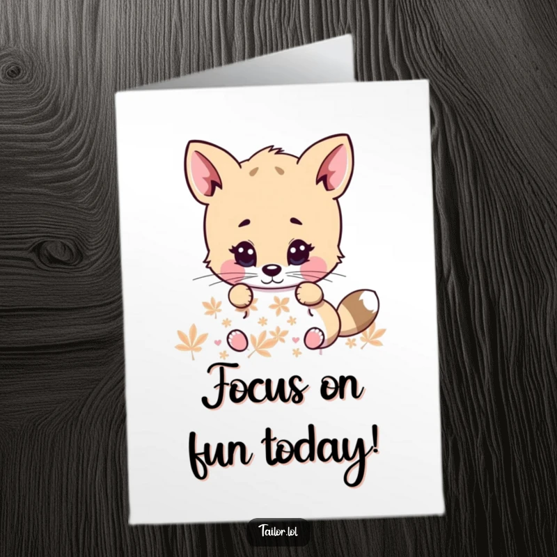 Funny Free Printable Birthday Card: Cute animal character intensely examining a complex pattern with a very serious and focused expression.