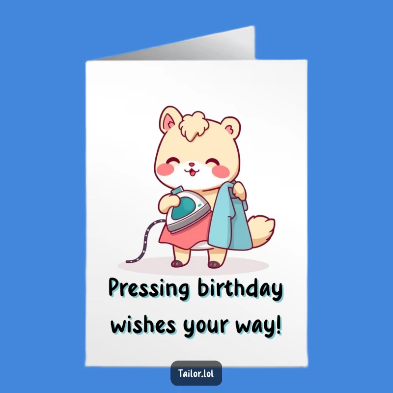 Free Printable Birthday Card: Cheerful Ironing Animal, Funny Downloadable Gift