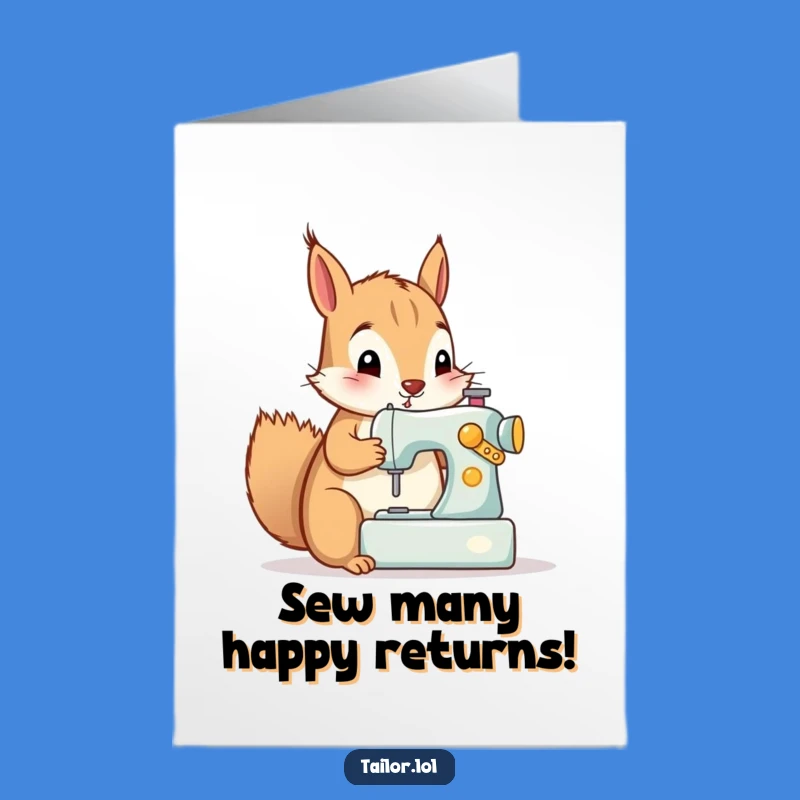 Free Printable Birthday Card: Funny Squirrel Sewing Fun, Perfect Downloadable Gift Idea