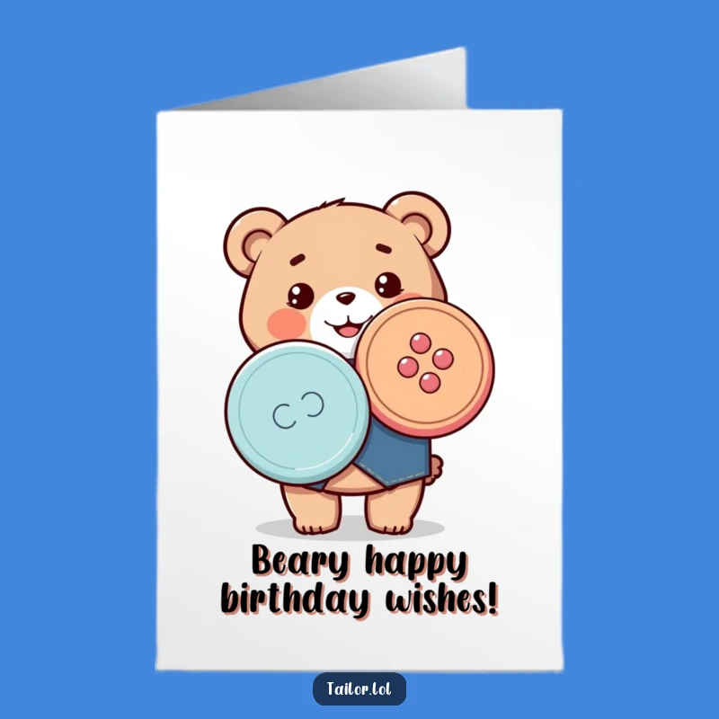 Free Printable Birthday Card: Kawaii Bear Tailor Button Up! - Funny Downloadable Gift