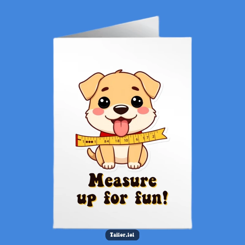 Free Printable Birthday Card: Funny Dog Measuring Fun - Downloadable DIY Party Gift