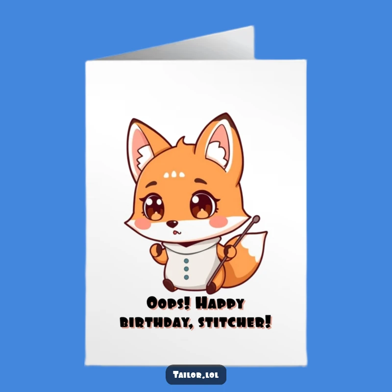 Free Printable Birthday Card: Surprised Fox Tailor - Funny Downloadable Gift