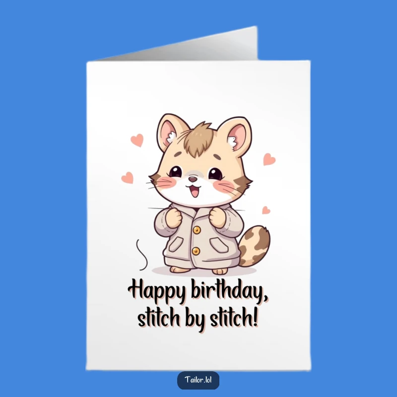 Sewing Animal Free Printable Birthday Card: Cute Cartoon Downloadable Gift for Crafters