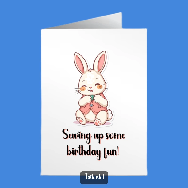 Free Printable Bunny Birthday Card: Funny Sewing Card for Pet Lovers DIY Gift