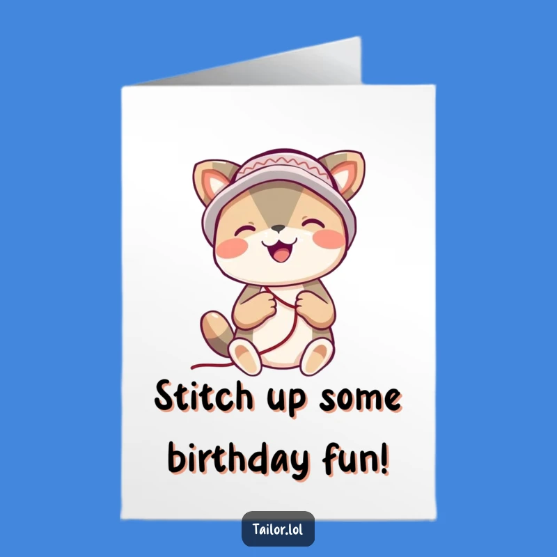 Free Printable Birthday Card: Joyful Stitcher, Thimble Hat, Funny Downloadable Gift