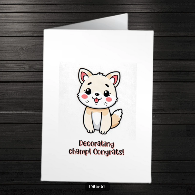 Funny Free Printable Congratulations Card: Cute animal character gleefully decorates a fabric swatch with intricate and joyful patterns.