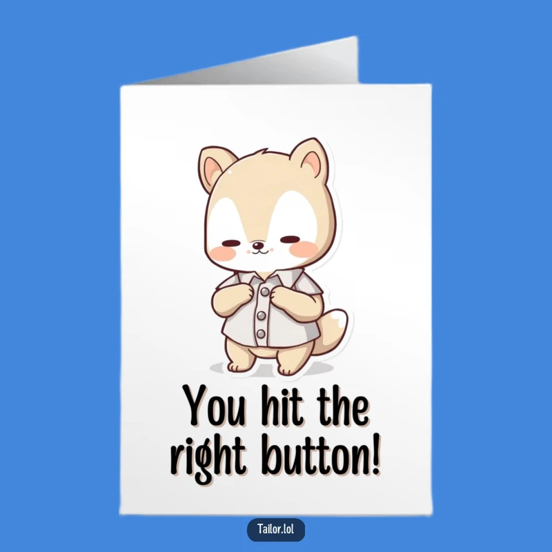 Free Printable Congrats Card: Funny Animal Button Mishap, Cheerful Downloadable Gift