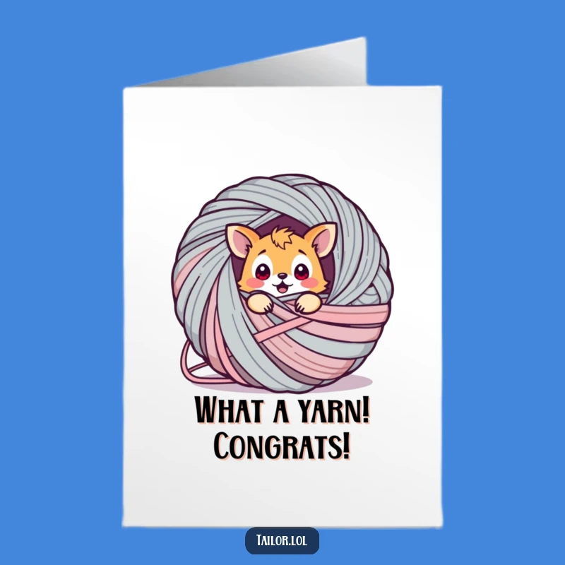 Free Printable Congrats Card: Surprised Animal Yarn Tangle, Funny Downloadable Gift