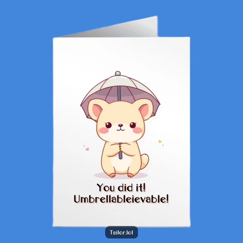 Free Printable Congrats Card: Tiny Umbrella Animal, Funny Downloadable Gift