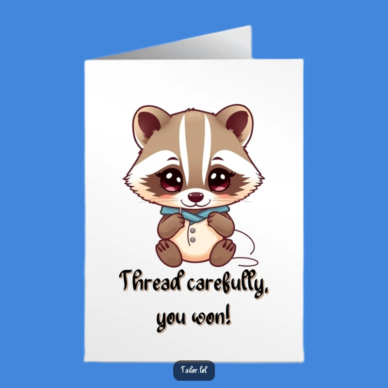 Free Printable Kawaii Badger Tailor Congrats Card - Curious & Wide Eyes Funny Downloadable Gift