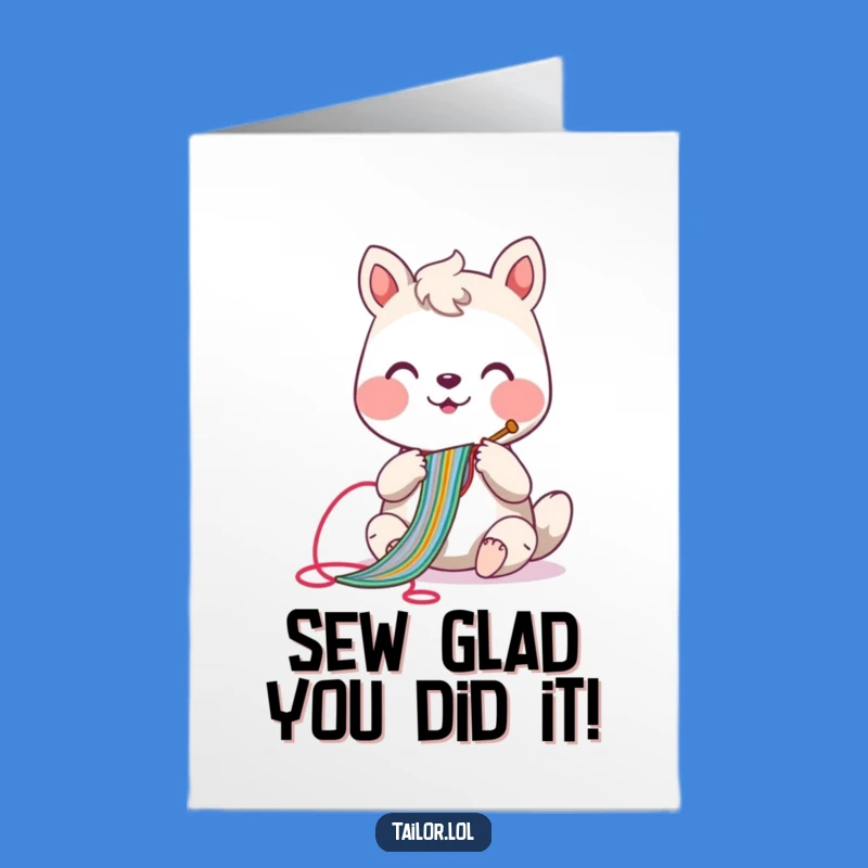 Free Printable Sew Much Fun Congratulations Card: Cheerful Animal Stitching Success