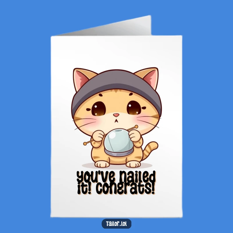 Hilarious Free Printable Congrats Card: Surprised Cat Needle Humor Downloadable Gift