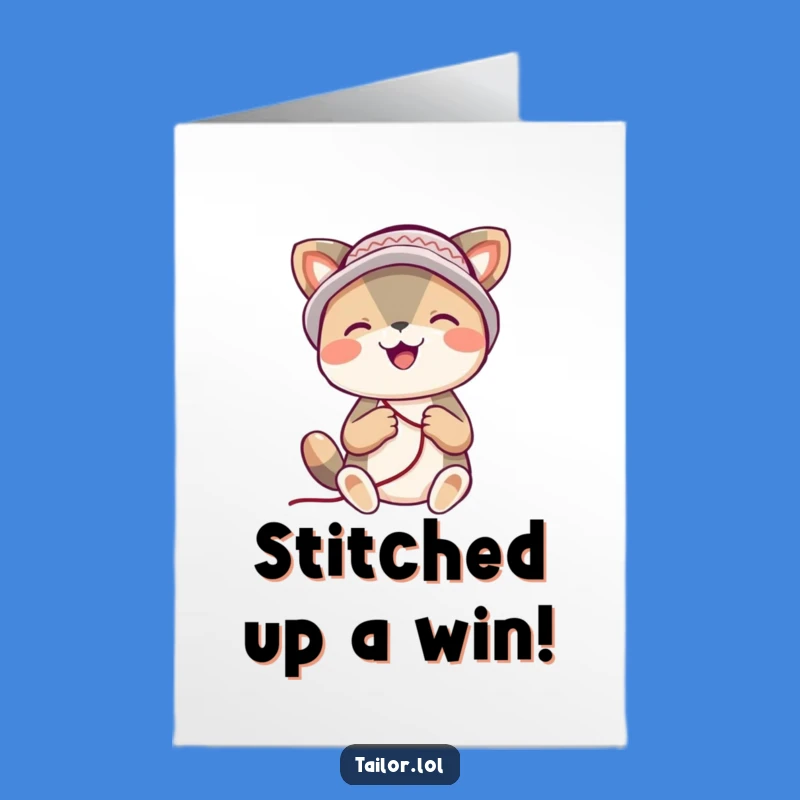 Free Printable Congrats Card: Joyful Stitcher, Thimble Hat, Funny Downloadable Gift