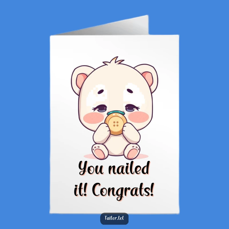 Free Printable Congrats Card: Button Nose Sewing - Quirky Downloadable Gift