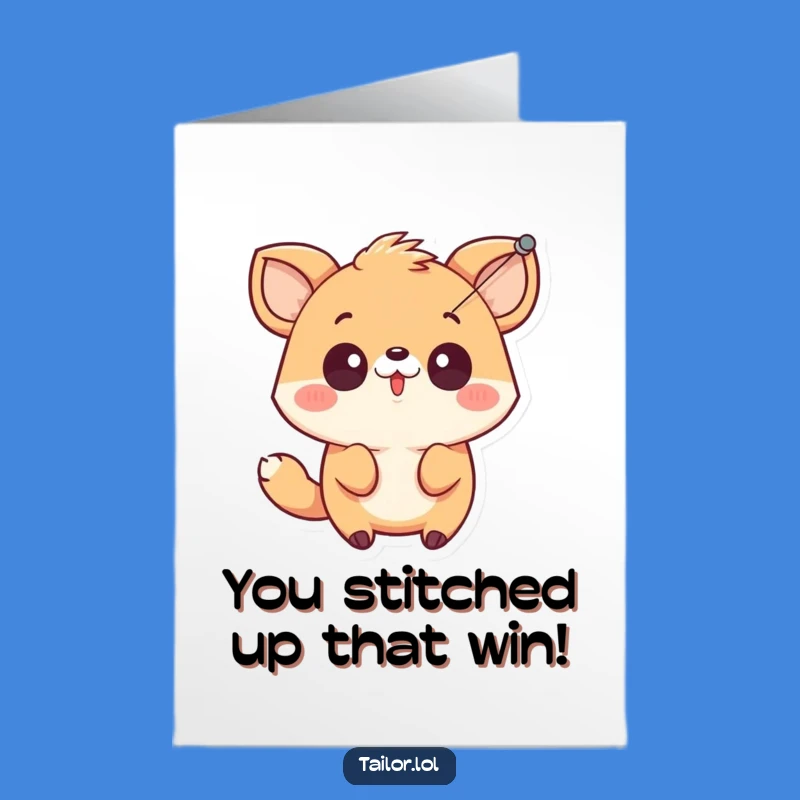 Free Printable Congratulations Card: Surprised Animal, Sewing Surprise Downloadable