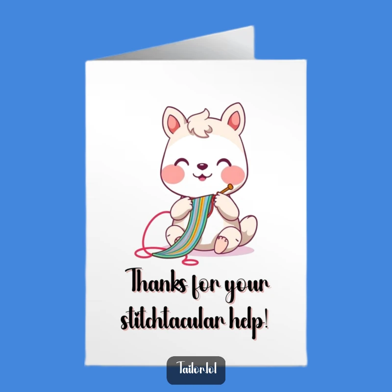 Free Printable Thank You Card: Cheerful Sewer Stitching Gratitude with Humor