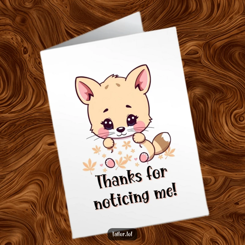 Funny Free Printable Thank You Card: An animal character deeply engrossed in examining a pattern, showing sincere thanks.