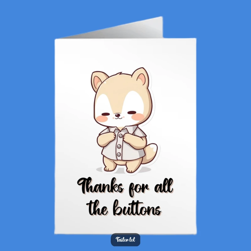 Free Printable Thank You Card: Funny Animal Button Fix, Appreciative Downloadable Gift