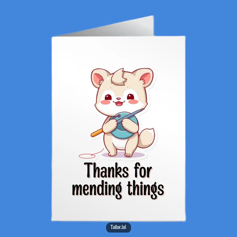Free Printable Thank You Card: Giant Needle, Button Sew, Funny Downloadable Gift