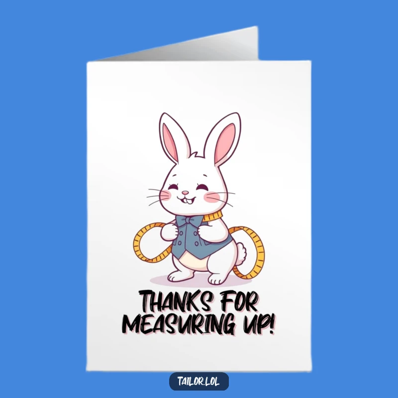 Free Printable Thank You Card: Joyful Rabbit Tailor, Funny Measured Thanks Downloadable