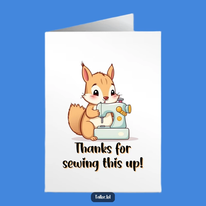 Free Printable Thank You Card: Charming Squirrel Stitching Thanks, A Downloadable Gift