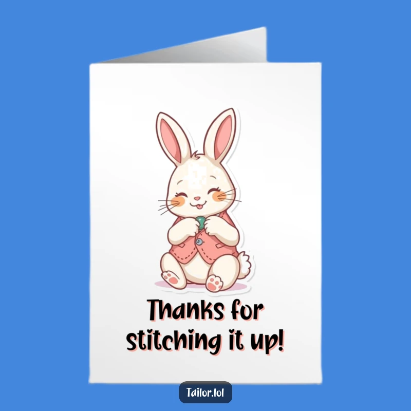 Free Printable Bunny Thank You Card: Cute Sewing Design DIY Downloadable Gift