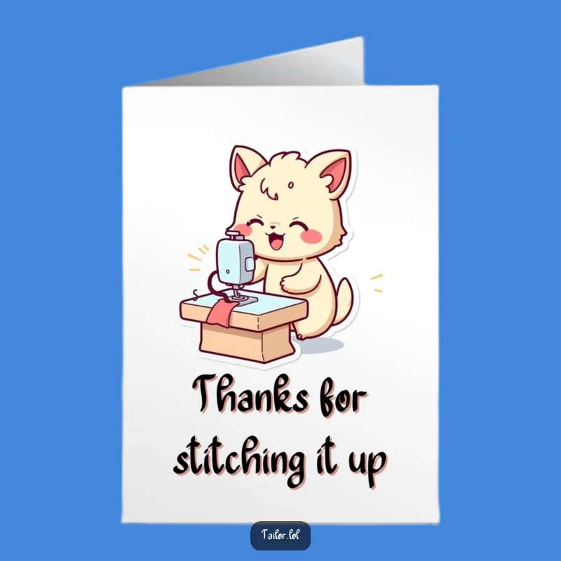 Free Printable Fast Sewing Animal Thank You Card - Funny Downloadable Stitch Gift