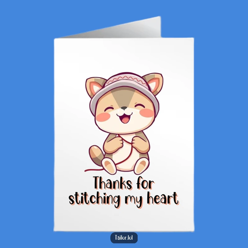 Free Printable Thank You Card: Joyful Stitcher, Thimble Hat, Funny Downloadable Gift