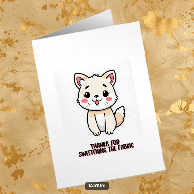Funny Free Printable Thank You Card: Cute animal character joyfully decorates a fabric swatch, showing appreciation through art.