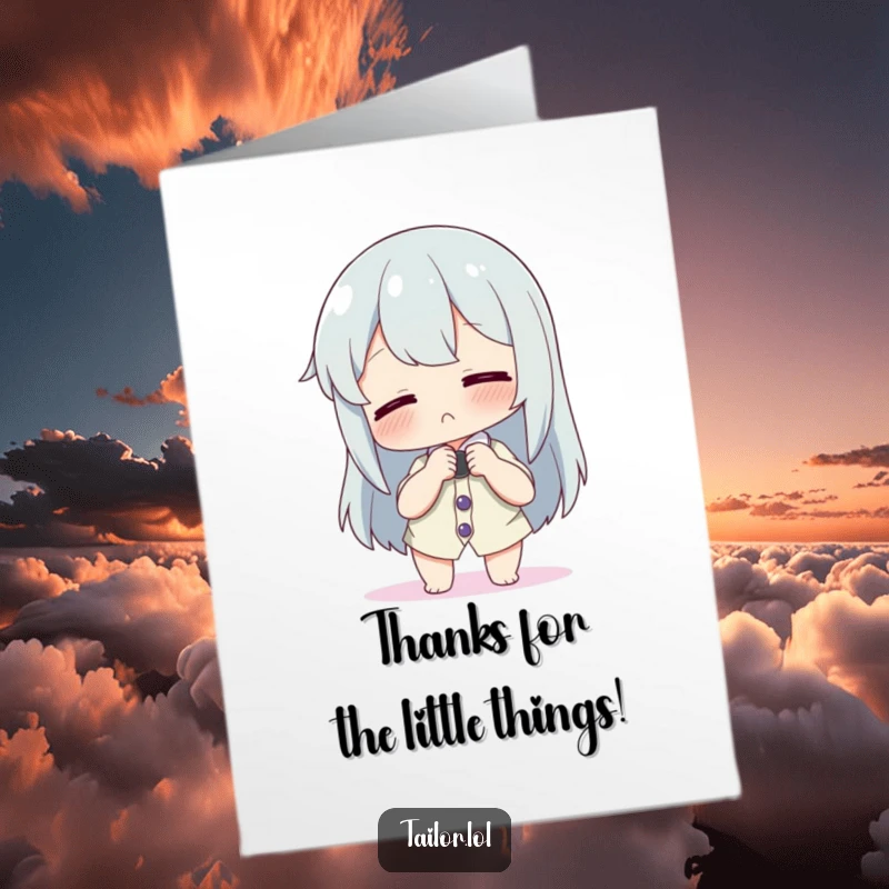 Funny Free Printable Big Button Thank You Card, adjusting large button, tiny shirt, a humorous DIY gift.