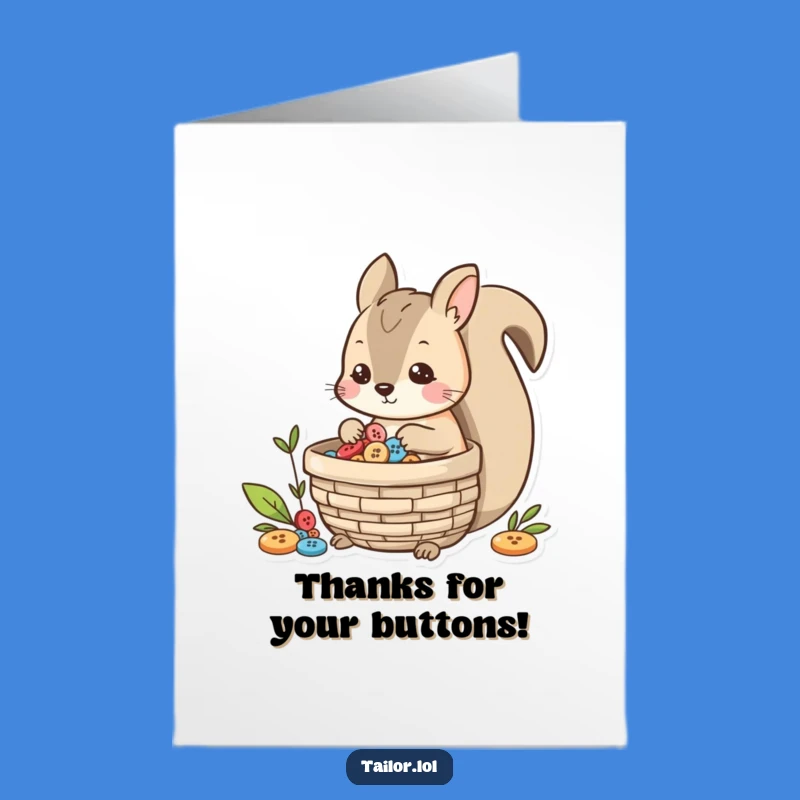 Free Printable Squirrel Thank You Card: Button Collector - Funny Downloadable Gratitude!