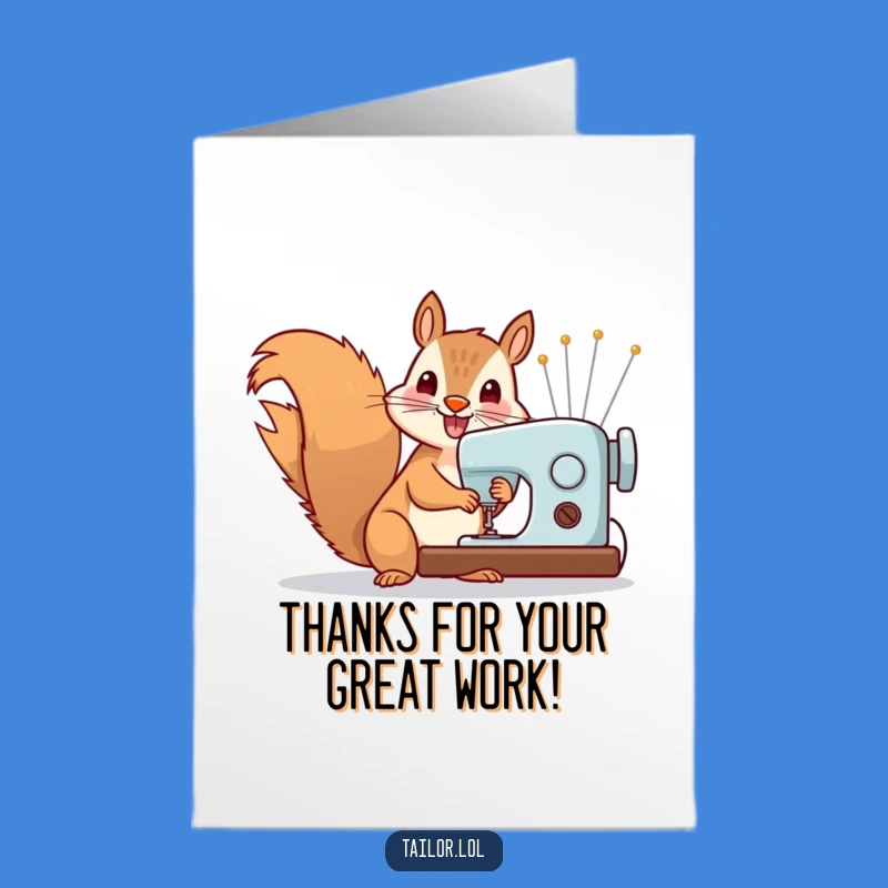 Free Printable Squirrel Thank You Card: Funny Sewing Machine DIY Downloadable Gift