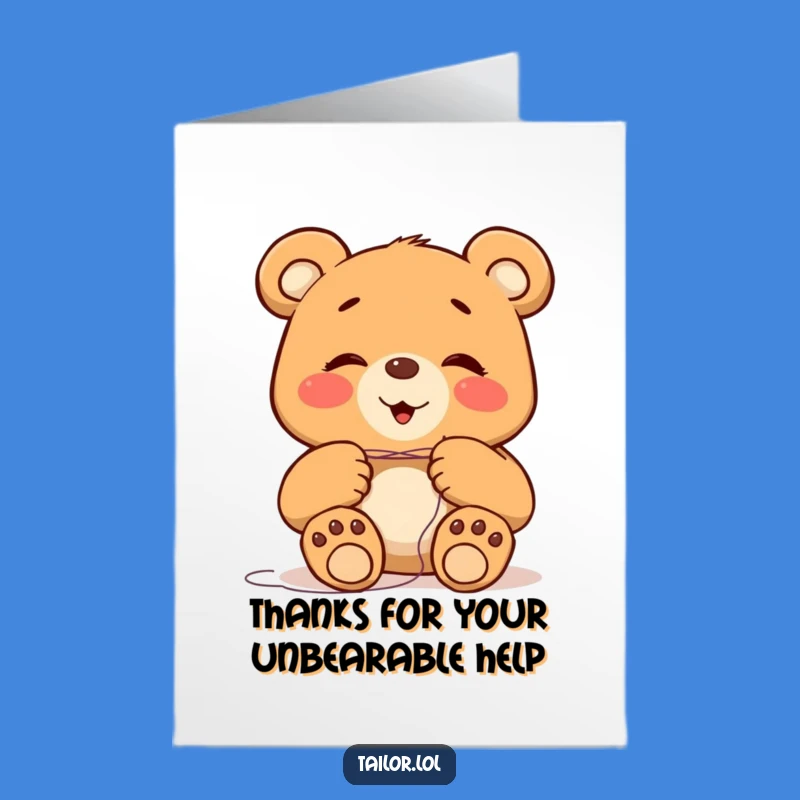 Charming Free Printable Thank You Card: Bear's Big Paws Humor Downloadable Gift