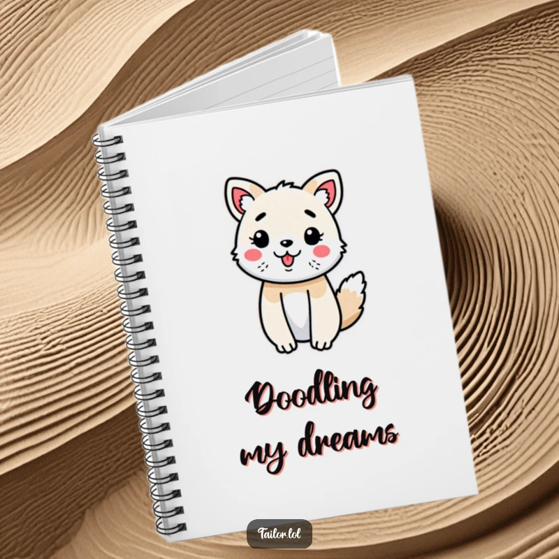 Funny Cute Animal Notebook Joyfully Decorating a Fabric Swatch, Ideal for Art Journals and Ideas.