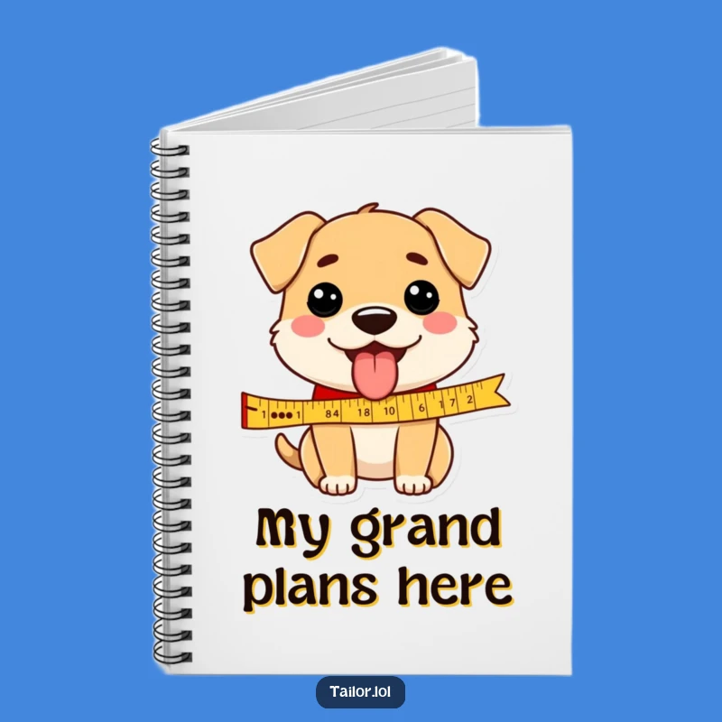 Funny Dog Measuring Ribbon Tongue Out Notebook, Jot Down Ideas with Humorous Flair