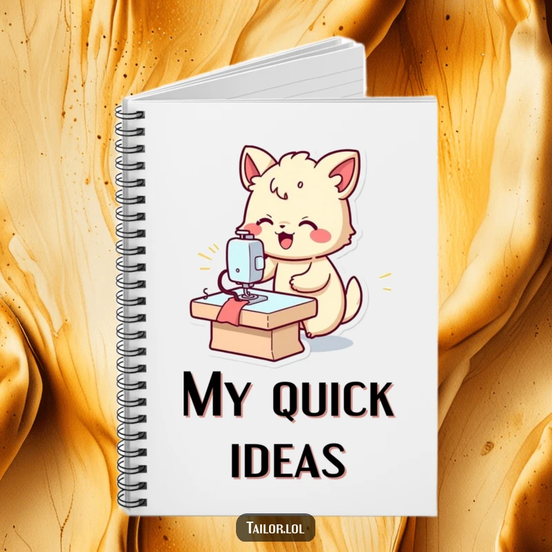 Funny fast sewer notebook, a joyful animal operating a sewing machine quickly, perfect for notes.