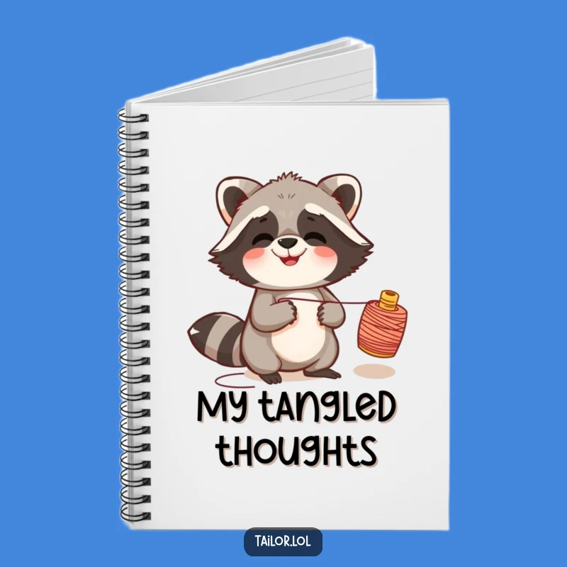 Funny Giggling Raccoon Thread Spool Notebook, Jot Down Mischief with Humorous Flair