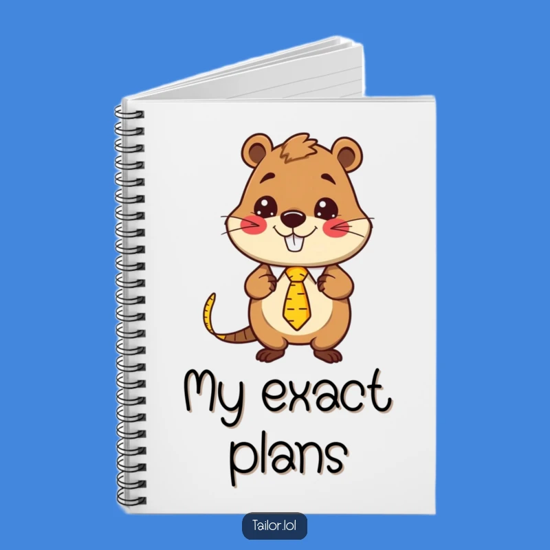 Funny Kawaii Beaver Tailor Notebook: Creative Measuring Tape Tie Journal