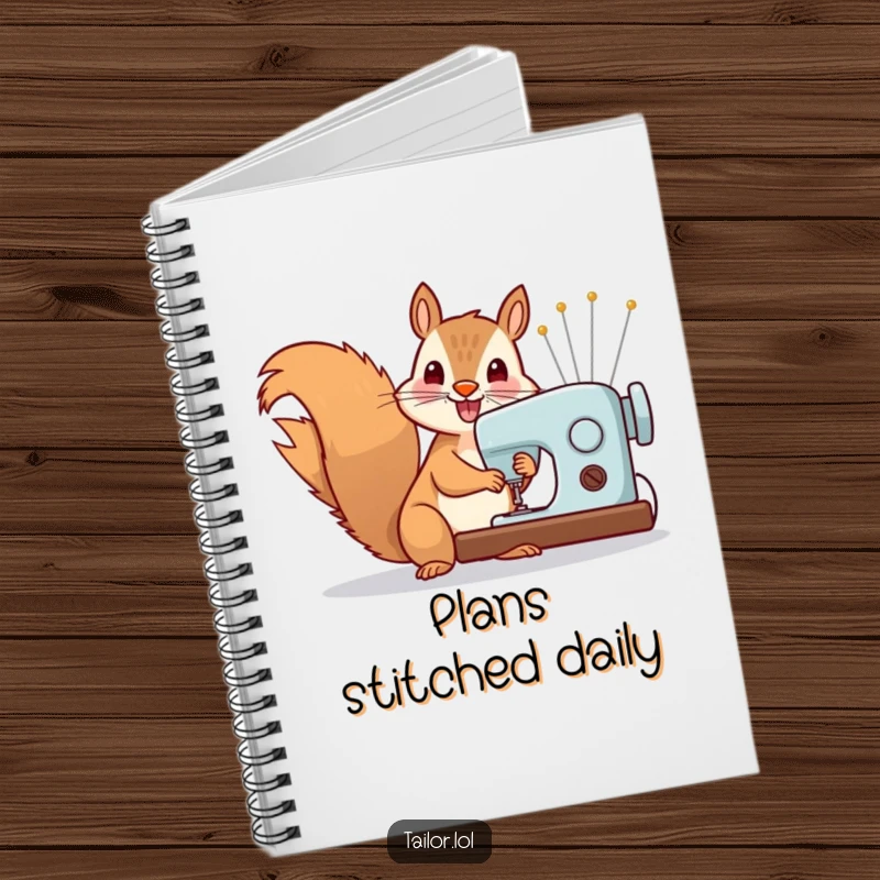 Funny Notebook: Cheerful squirrel sewing with oversized needles, a fun and functional journal for aspiring designers and crafters.