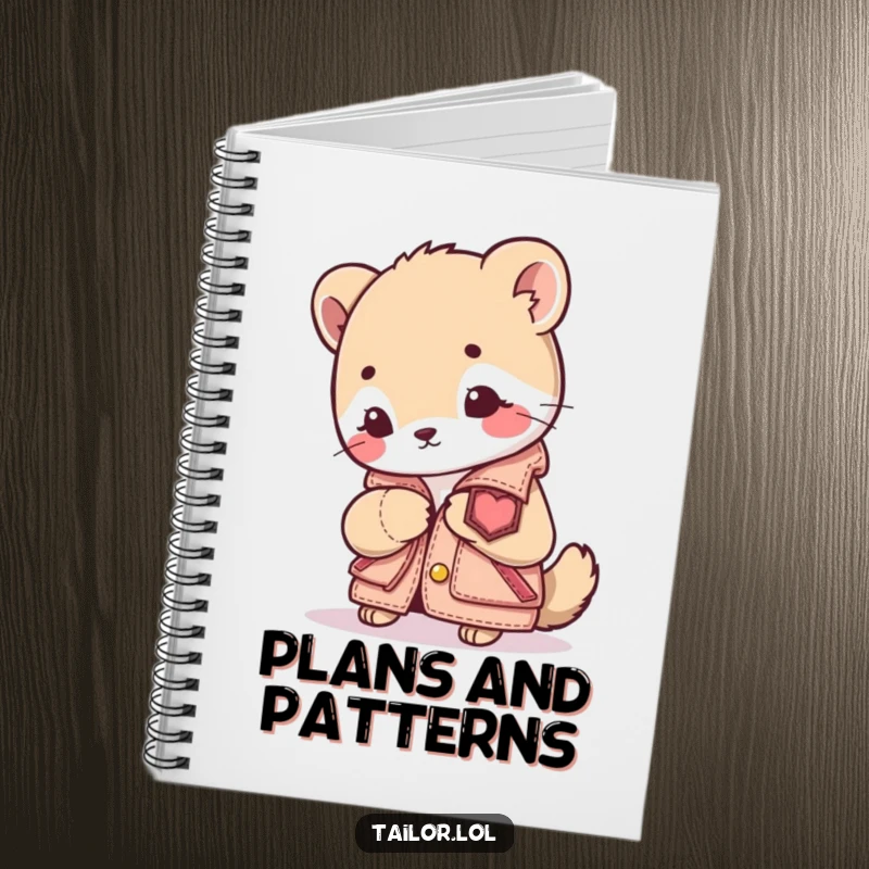 Funny Sewing Animal Notebook: A cute animal character focused on sewing a patch onto a tiny jacket. Ideal for sketching designs and notes.