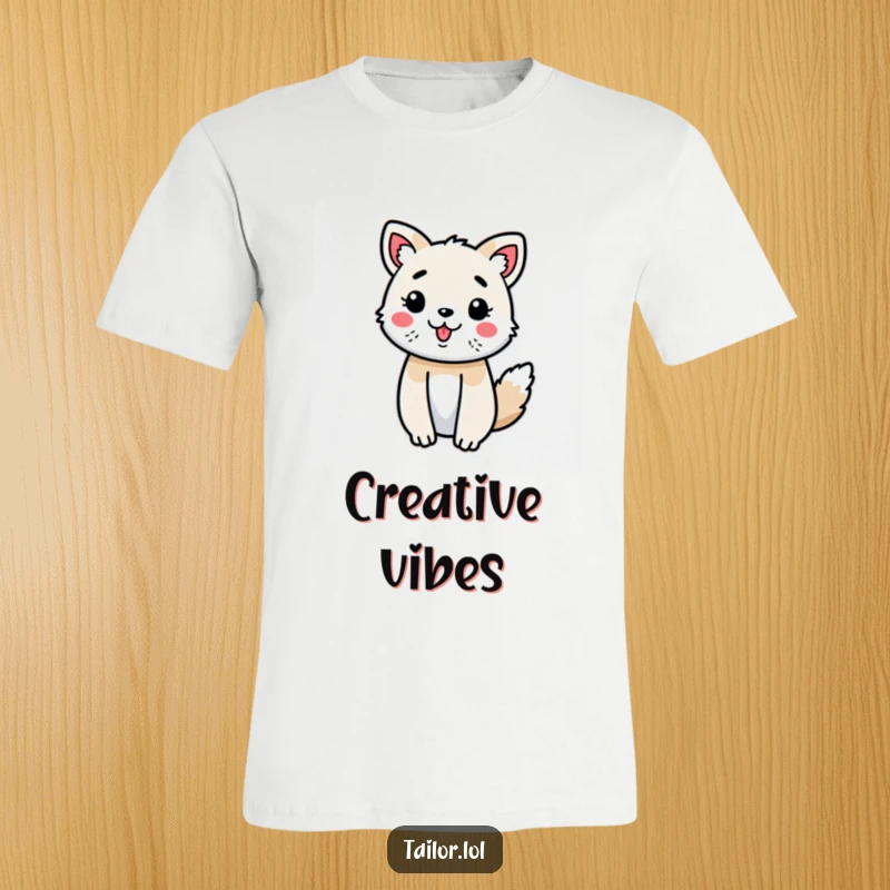 Funny Cute Animal T-Shirt Joyfully Decorating a Fabric Swatch, Ideal for Art Lovers.