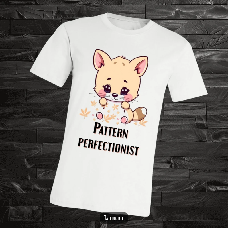 Funny t-shirt featuring a cute animal character with a highly focused gaze, intently studying a complex pattern with adorable intensity.