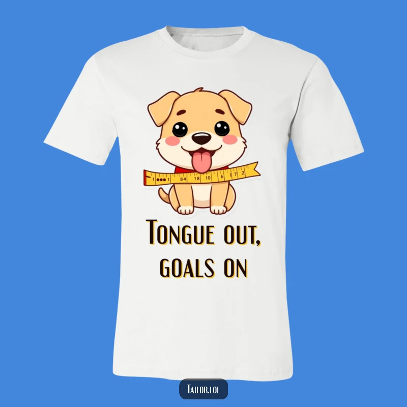Funny Dog Measuring Ribbon Tongue Out T-Shirt, Hilarious Gift for Fellow Dog Enthusiasts