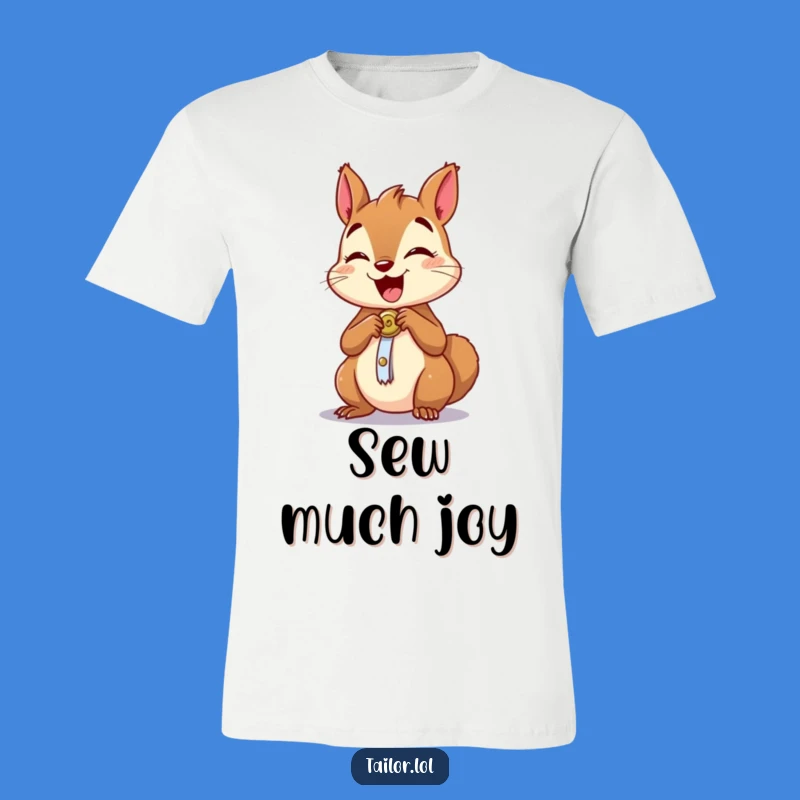 Funny Excited Squirrel Sewing T-Shirt: Adorable and Hilarious Apparel Gift